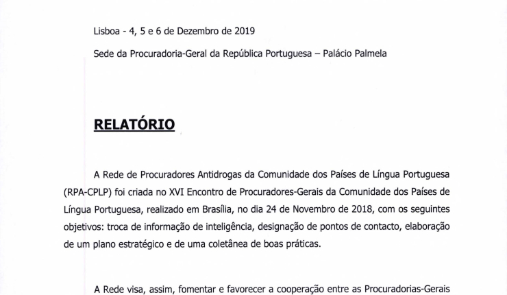 1ª Reunião da Rede de Procuradores Antidrogas CPLP – Conclusões